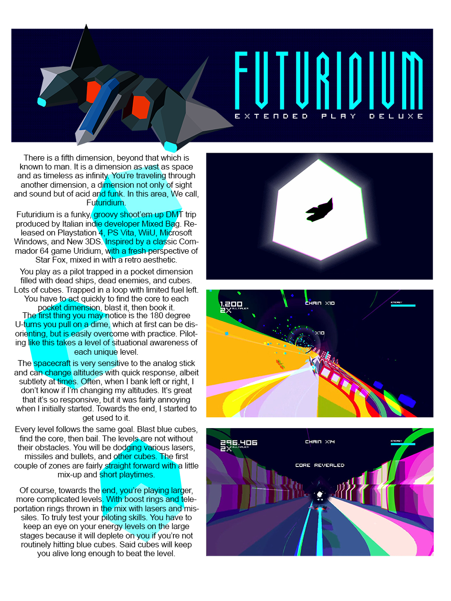Futuridium PlayStation Vita game magazine review. Story premise.