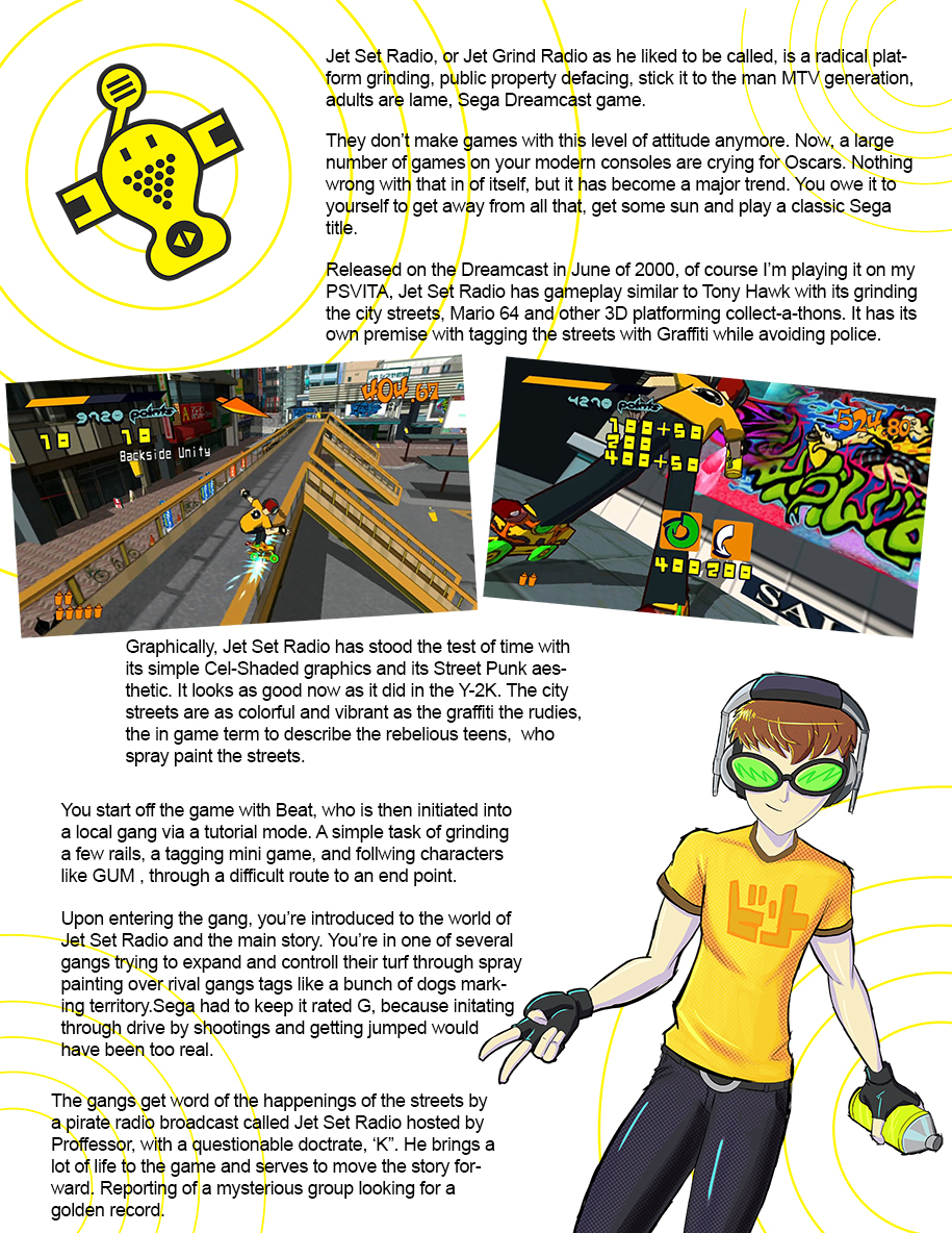 Jet Set Radio game review magazine. PlayStation Vita. Setting and gameplay.