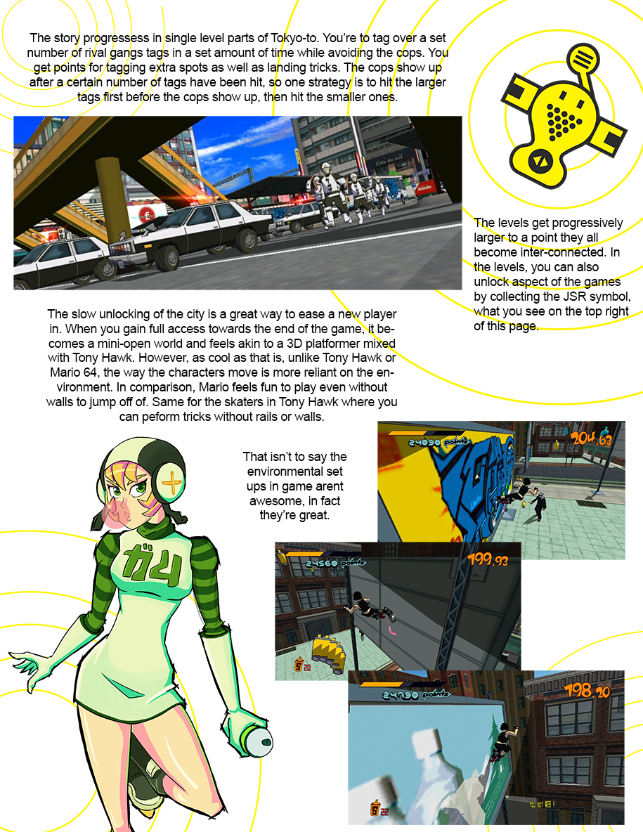 Jet Set Radio game review. level design and unlockables.