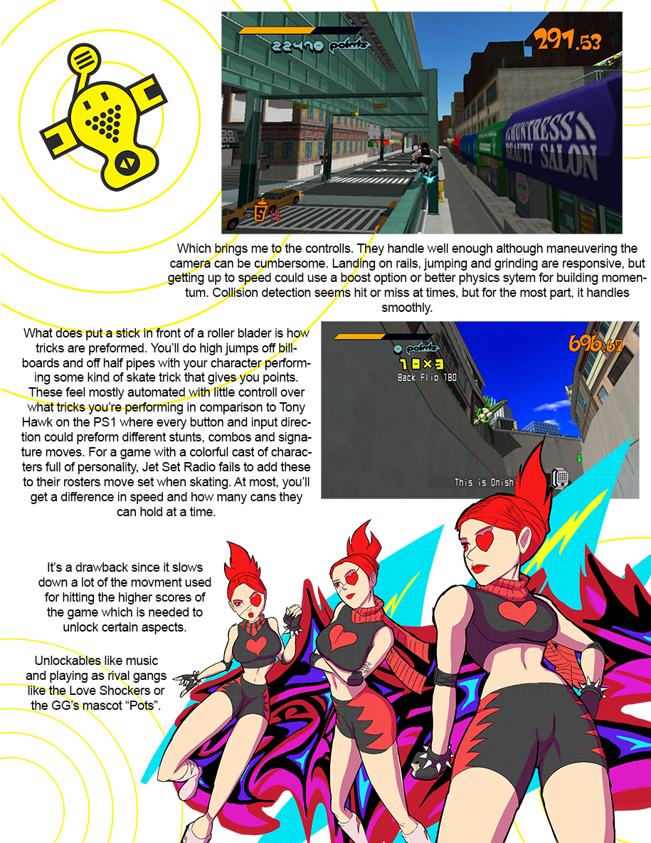 Jet Set Radio game review. magazine. Controls compared to Tony Hawk.