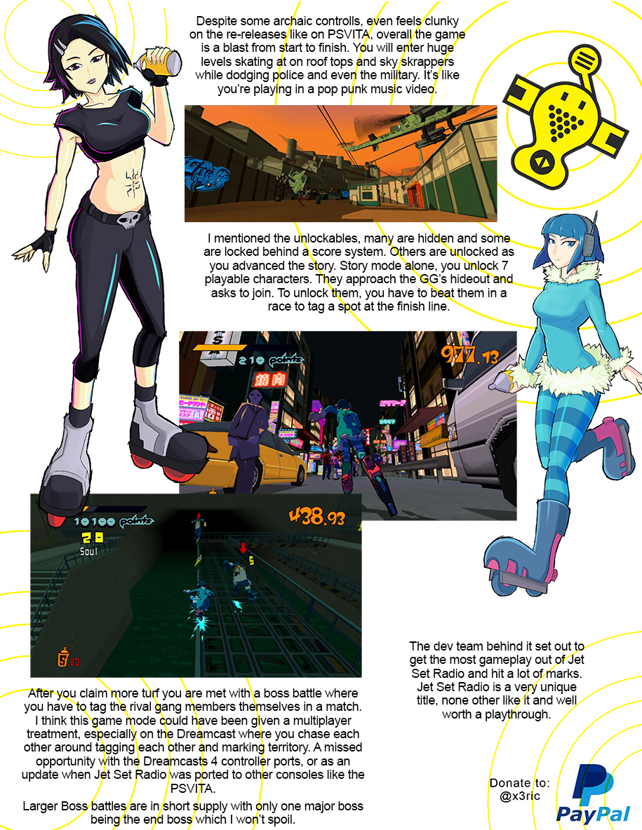 Jet Set Radio game review magazine. Missed opportunities with the dream cast and PSVITA.